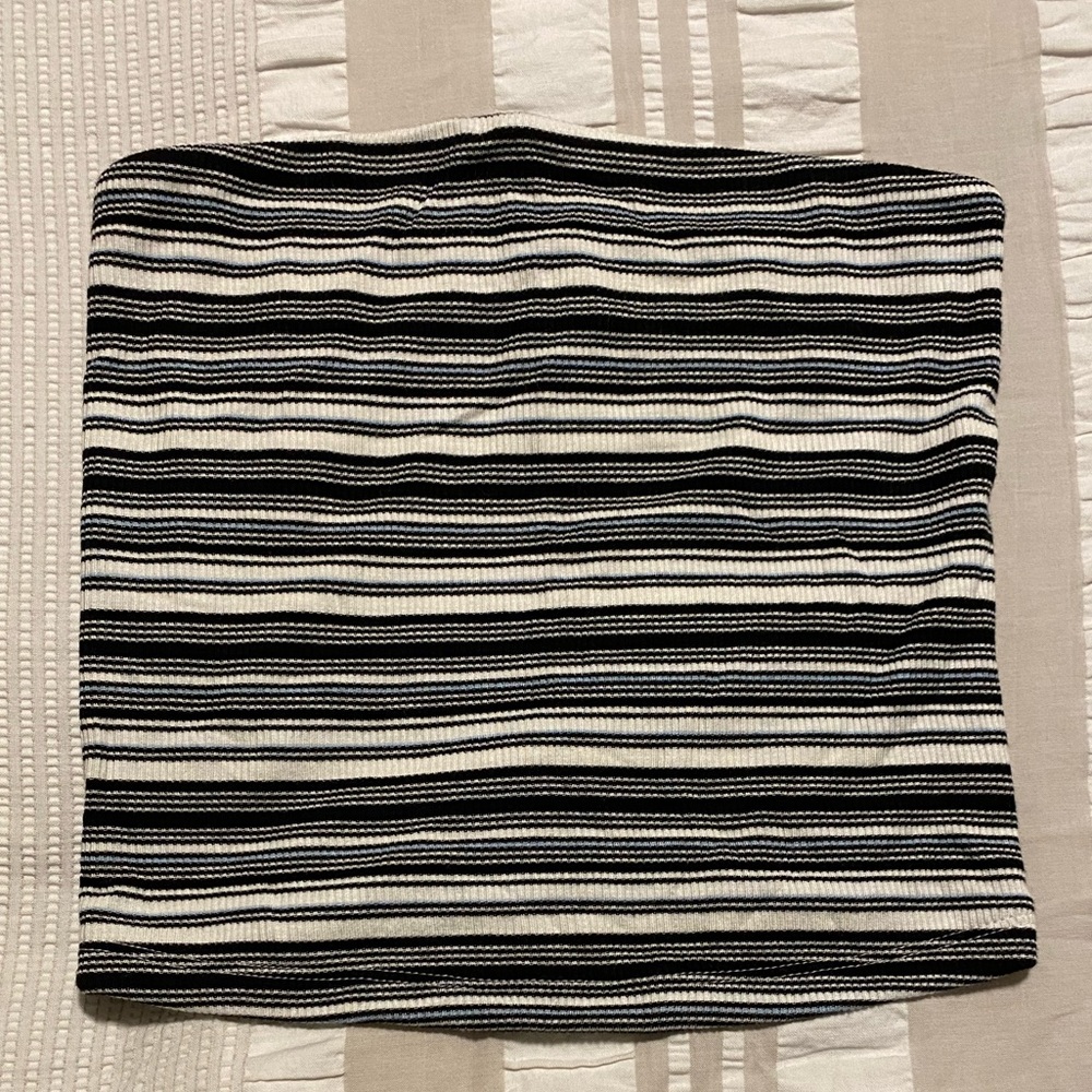 Black & White Striped Tube Top